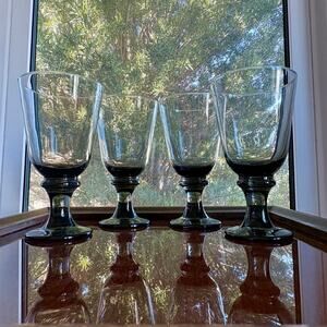 Vintage Libbey Nova Smoky Gray Goblets Set of 4
